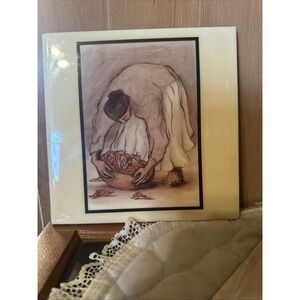 R C Gorman Ceramic Art Tile Navajo Indian - Woman W/ Basket Chilies